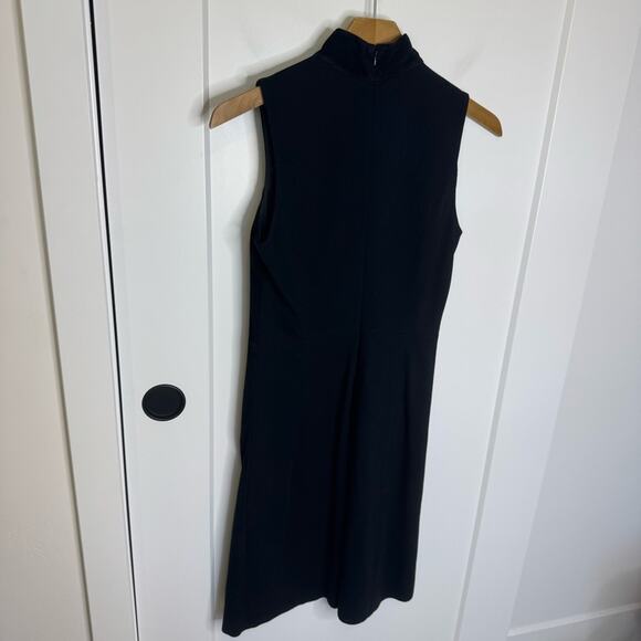 Theory Eulia Lamb Leather Suede High Neck Sleeveless Mini Dress Black Size 2 - Picture 5 of 6
